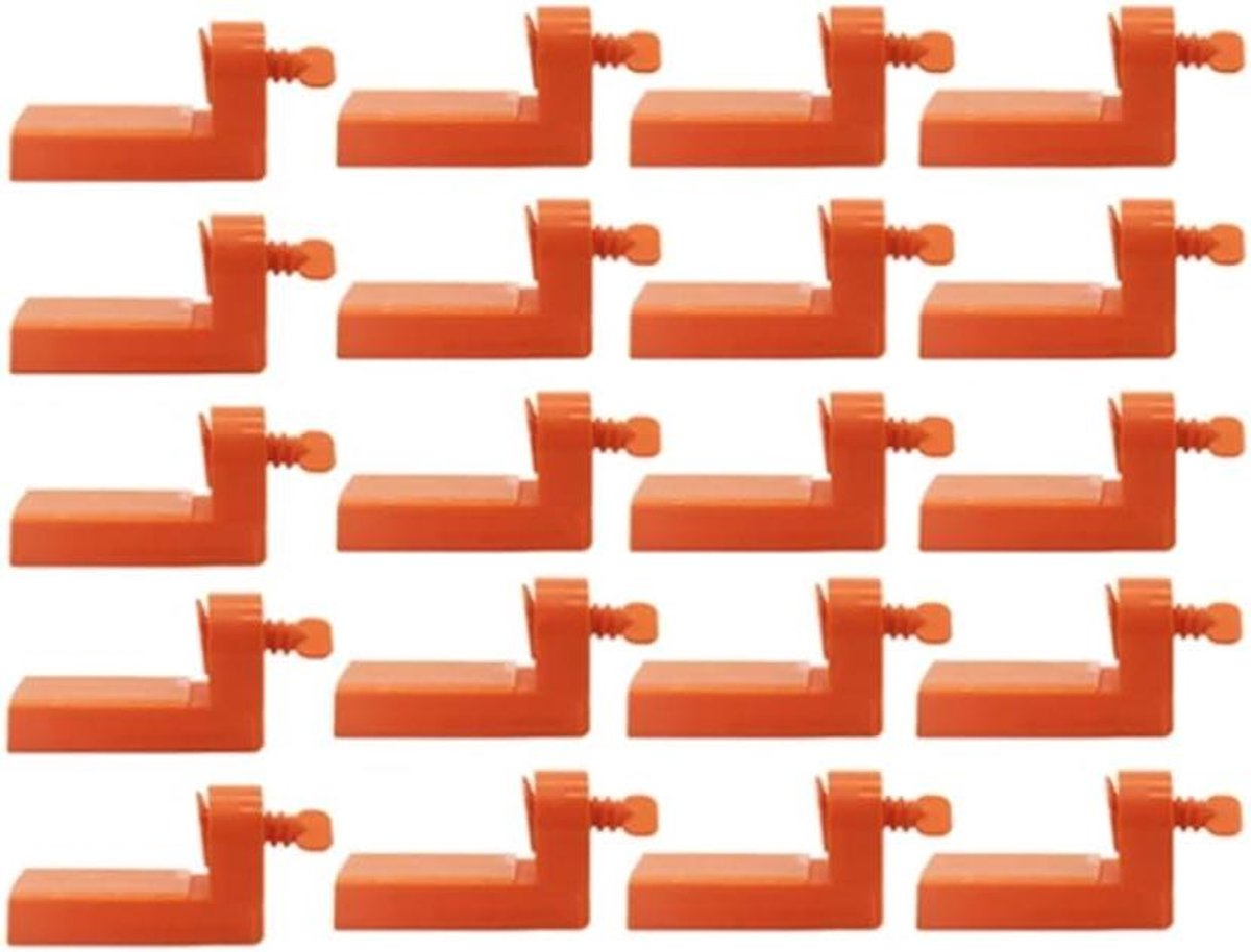 Tegelnivelleringsclips - Afstandhouders Set - Vloeren Egaliseren - Herbruikbaar Materiaal - 20 Stuks - Oranje