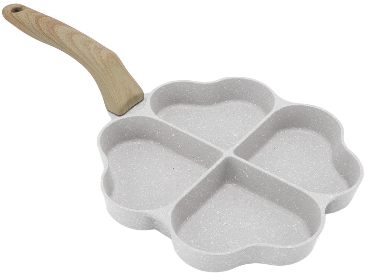 aladdien - Hartvormige Omelet Pan - Eierschotel - Antiaanbaklaag - 4 Cup Ontwerp - Ontbijt - Geschikt voor het maken van omeletten - Kleur zwart