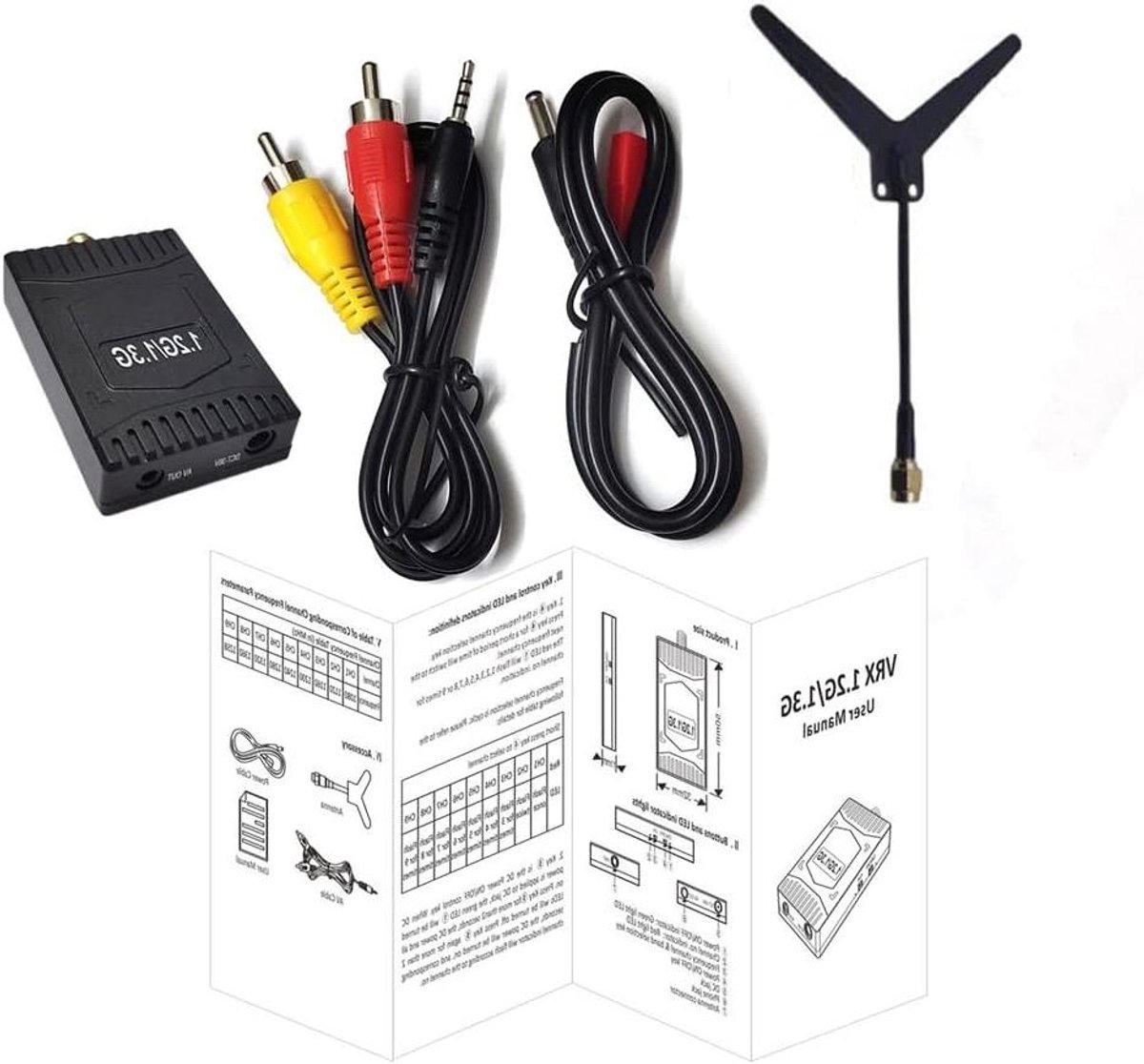 FPV Videoreceiver Zender - VRX VTX Kit - RC Drone Zenden - 2W Vermogen - 65.00 Gram - Zwart