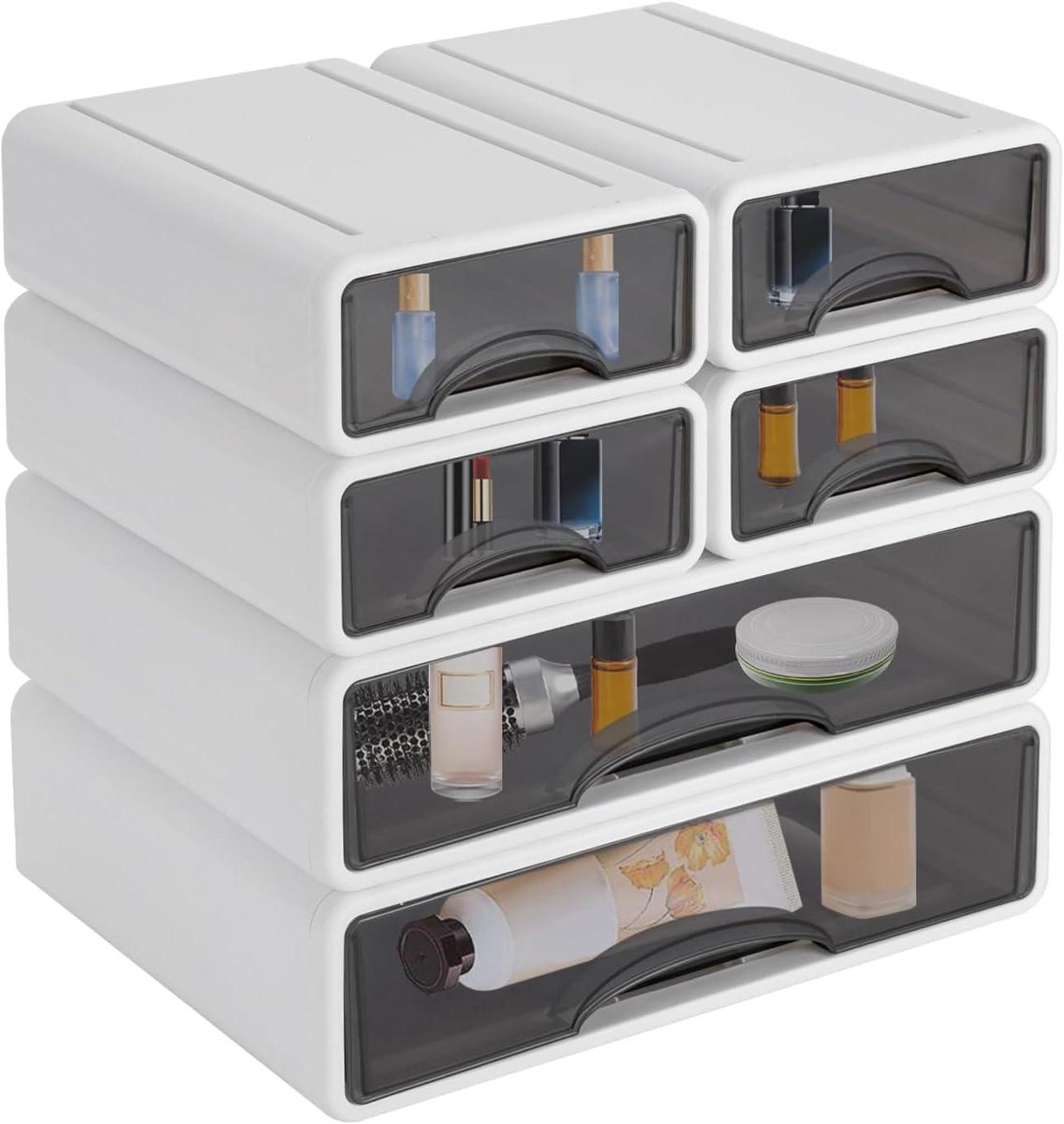 Bureau ladebox - Opbergdoos Organizer - Bureau organiseren - Stapelbaar ontwerp - 6 stuks - Wit