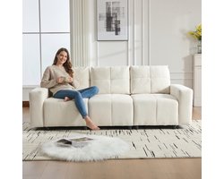 Driezits modulaire bank - geschikt om op te zitten en te liggen - met slaapfunctie - verstelbare zitdiepte - compacte rechte bank - beige