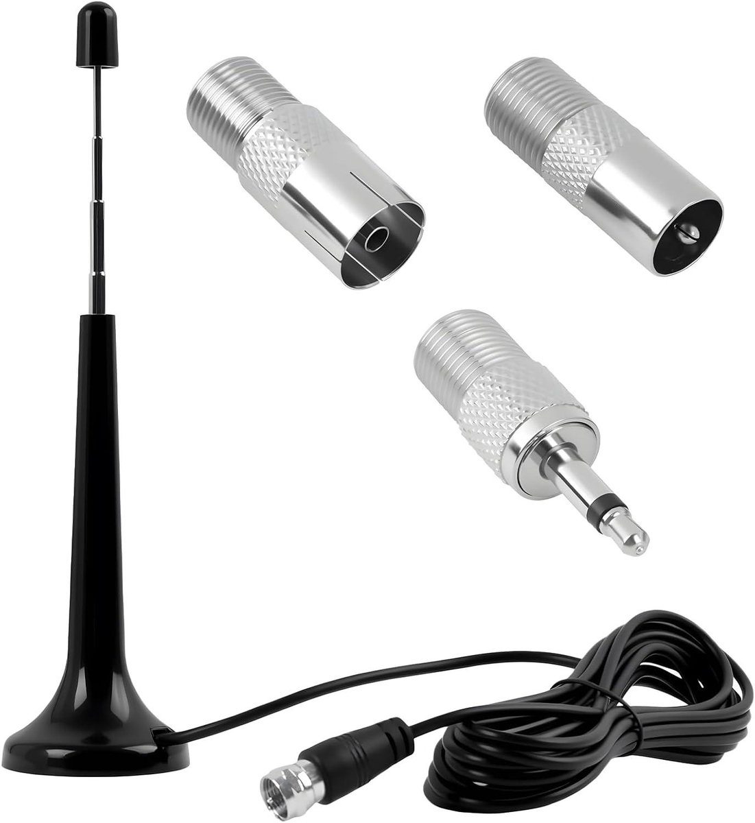 Radio Antenne - FM Antenne Telescopisch - Radio Ontvangst Verbeteren - Met Magneetvoet - 3 meter kabel - Zwart
