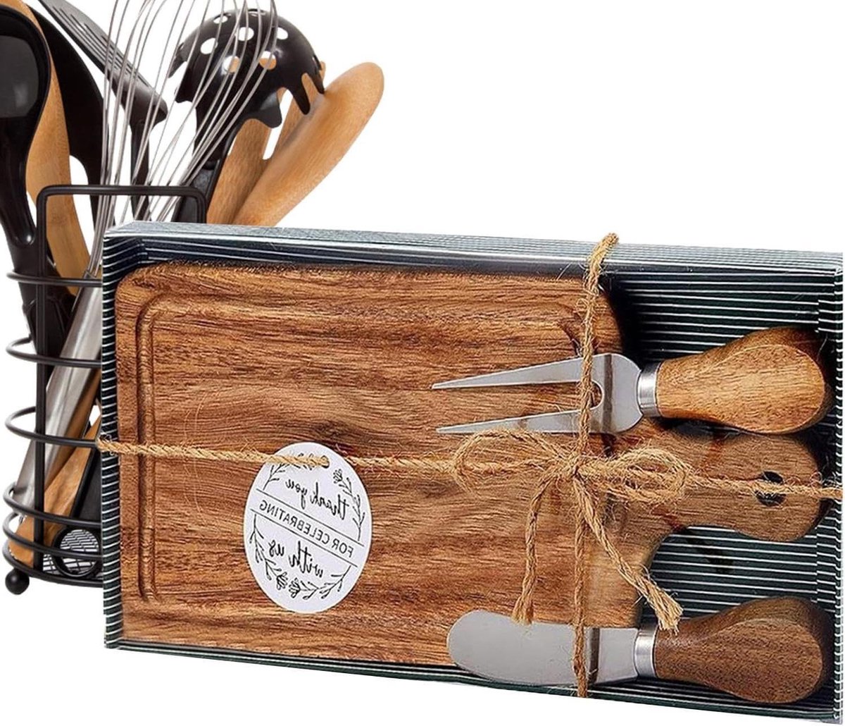 Kaasplank - Houten dienblad - Feestelijke presentatie - Met bedankje - 24 x 12 cm - Acaciahout