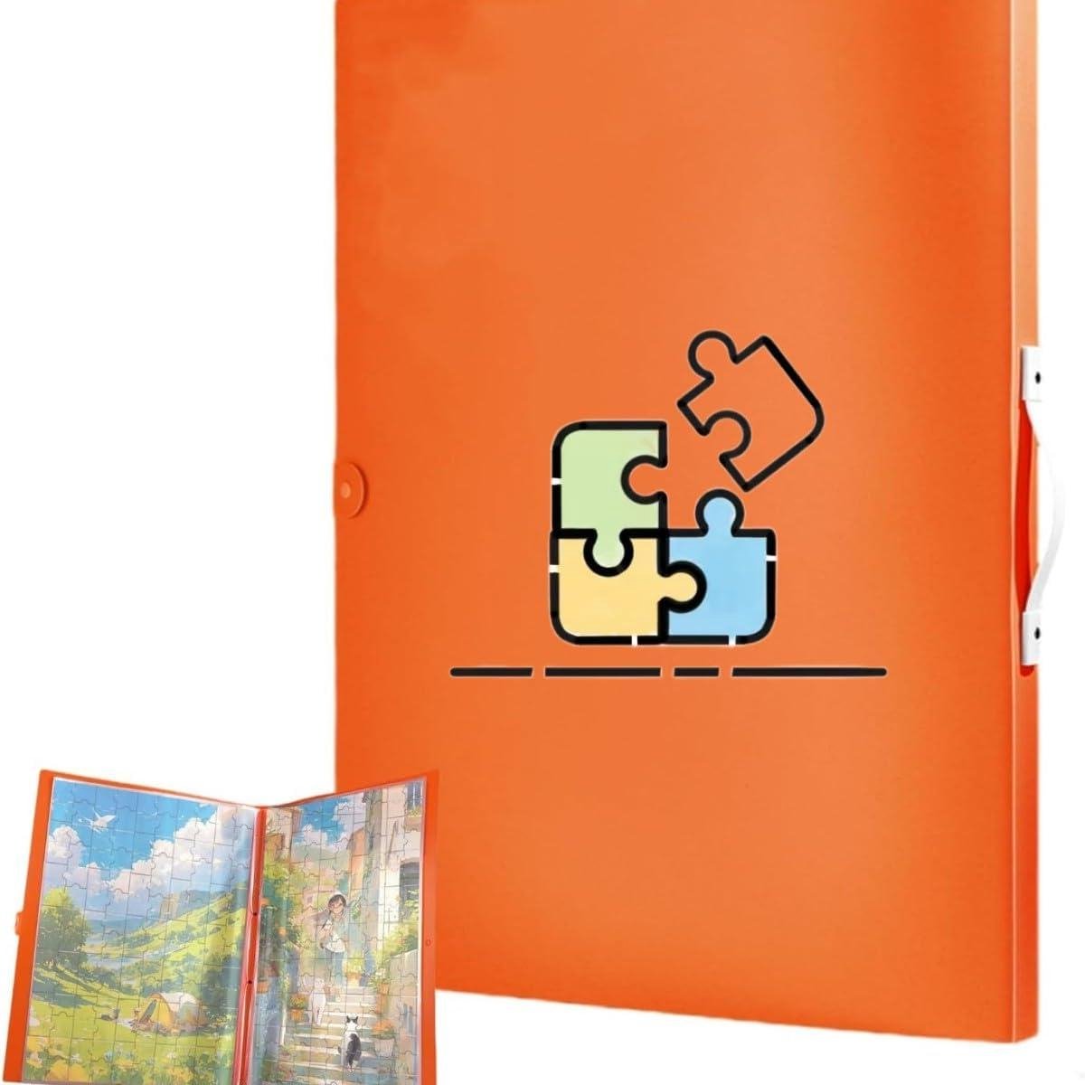 Puzzelopbergmap - Puzzel Organizer - Puzzels Opbergen - Grote Capaciteit - 20 Zakken - Oranje