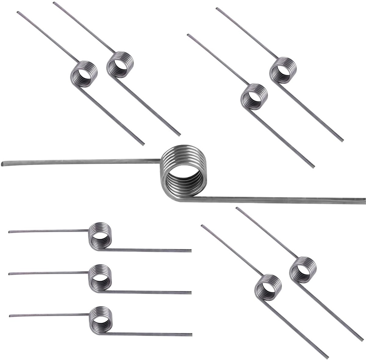 Qrity 10 Stuks Kleine Torsiespringen RVS - 0.7mm Draad, 5mm Buitenmaat, 6 Windingen, 180 Graden