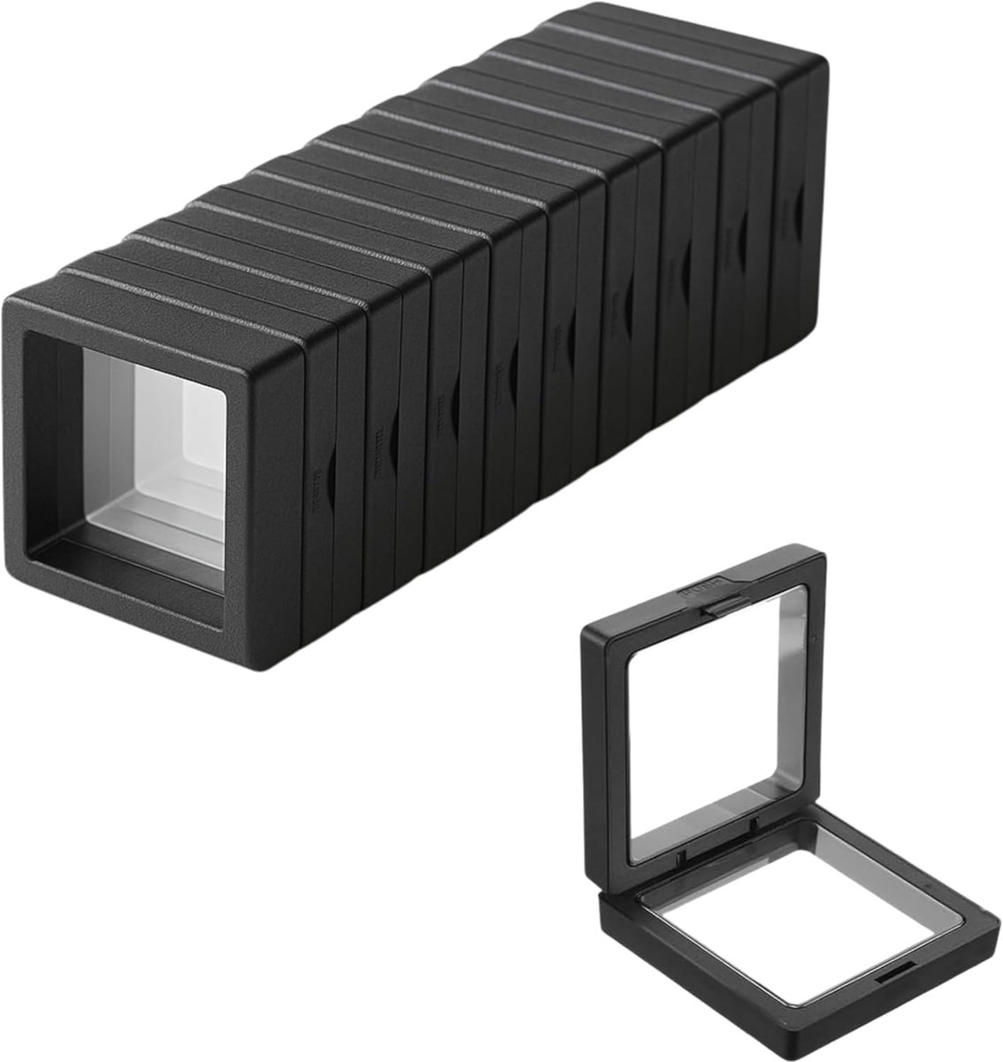 Famanu – Set van 10 sieraden organizer doosjes van PE-film, kleine verzegelde en stofdichte opbergdoosjes voor ringen, 5 x 5 cm, zwart
