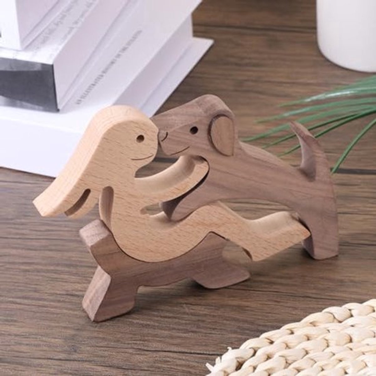 Set van 3 Houten Hondensculpturen - Onthoudingsgeschenk voor Dierenliefhebbers