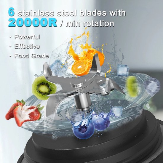 Novendo Goods - Draagbare blender 600 ml oplaadbaar USB-C - Smoothie maker met 18000 RPM en 4000 mAh batterij - Mini juicer voor fruit, ijs en shakes voor onderweg — afbeelding 2