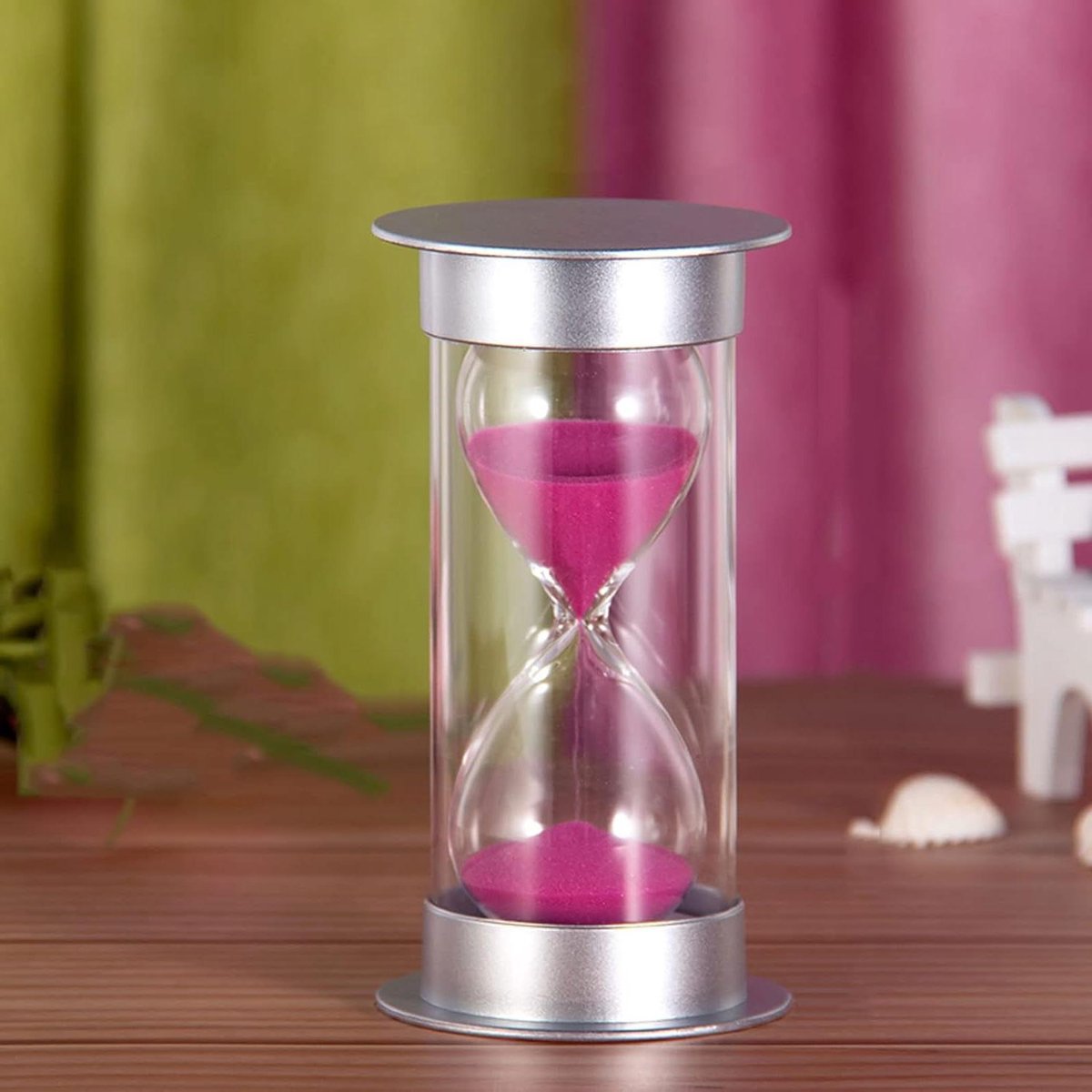 Zandloper Timer - Zandklok Spelletjes - Tijdmanagement Hulpmiddel - Nauwkeurig tot op 0.01s - 6.8 x 12.8cm - Roze