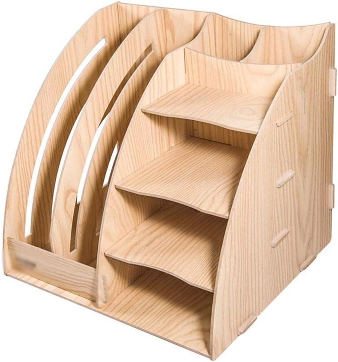 Bureau Documenten Organizer - Archiefbak Opberger - Bureau Opruimen - Stijlvol MDF Ontwerp - 29.7x26x26.5 cm - Houtkleur