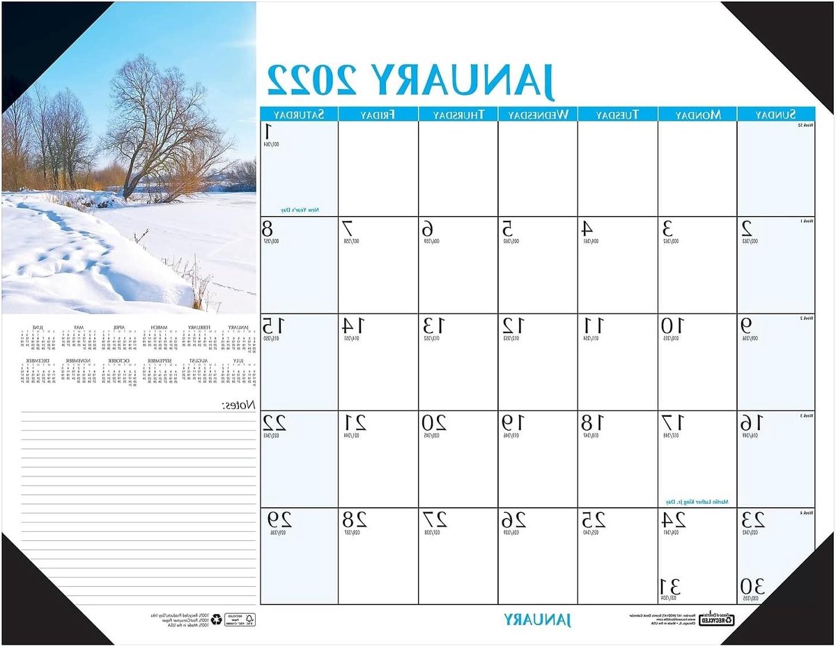 Bureaukalender - Bureauonderlegger - Planning en Notities - Gedetailleerde Maandoverzichten - 56x43 cm - Scenic