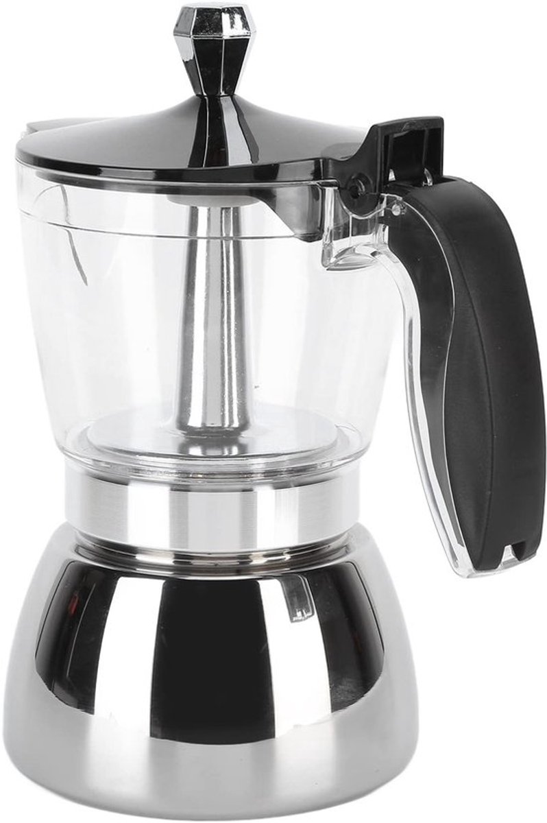 Roestvrijstalen Koffiepot Achthoekige Apparaten Huishouden Glas Kristal Moka Pot Acryl en Roestvrij Staal Italiaans 6 Kopjes Plantpot Potplantenpot Plantenpot Plantenbak Cafe Pot Italië voor Stovetop