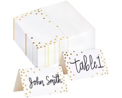 Kleine Plaatskaarten 100 Pack - Gouden Folie Polka Dots - 5,1 x 9 cm