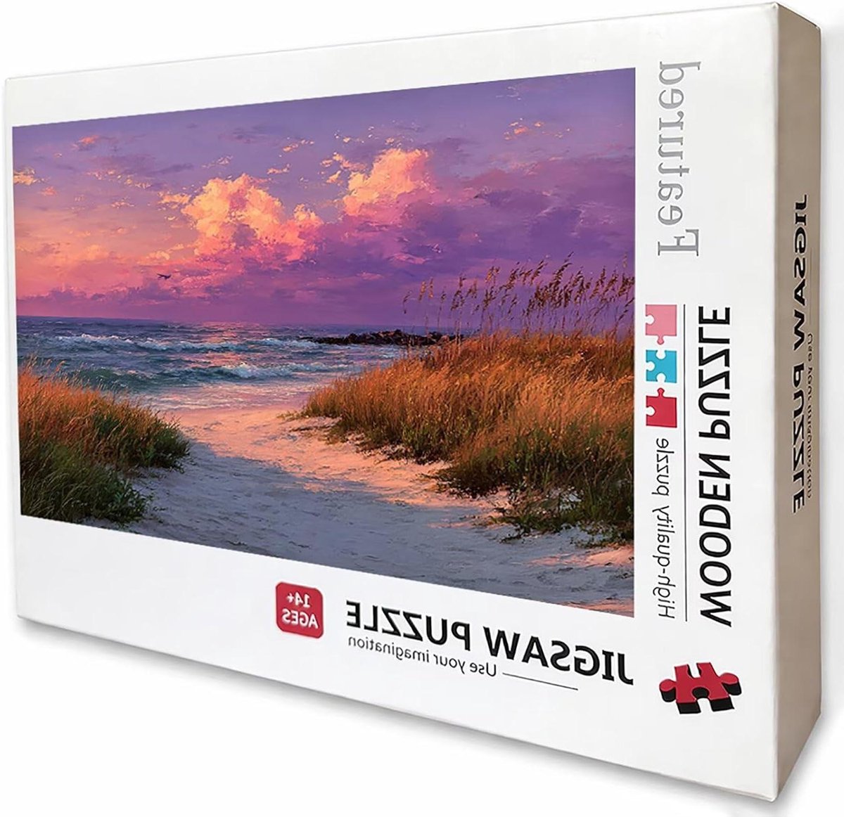 Houten Puzzel - Legpuzzel Volwassenen - Ontspannen Vrije Tijd - Achterkant met Letters - 99 x 70 cm - Zonsondergang