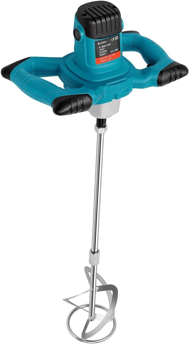 Elektrische Betonmixer - Mortelmixer Roermachine - Materiaalmengen - Instelbare Snelheid - 2100 W - Lichtblauw