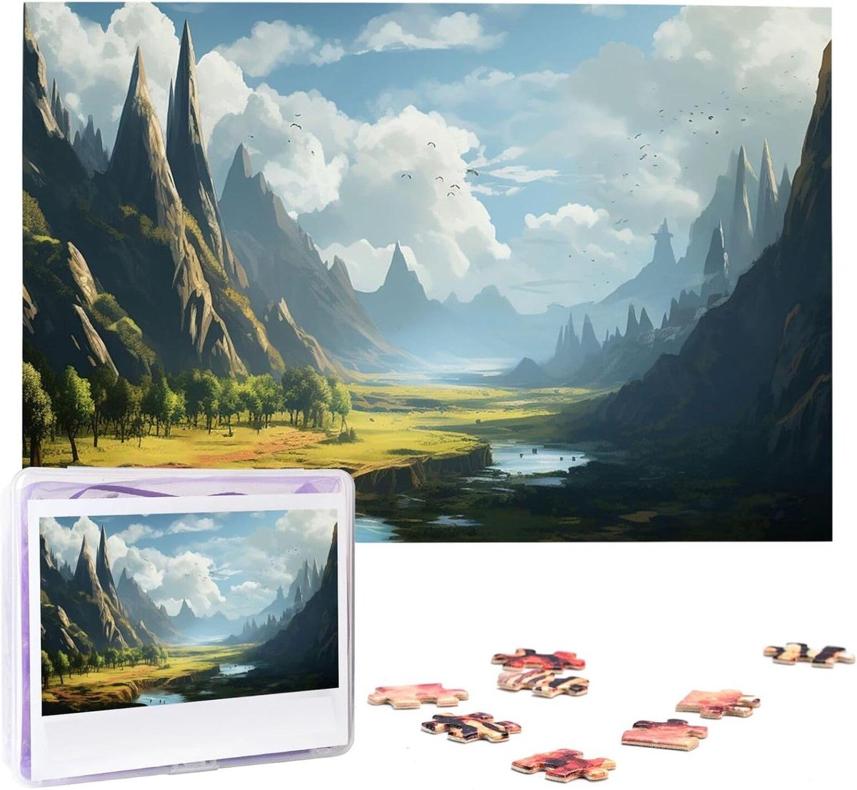 Houten Legpuzzel - Gepersonaliseerde Puzzel Foto Puzzel - Ontspannen Thuis - 1000 Stukjes - 75 x 45 cm - Fantasie Landschap