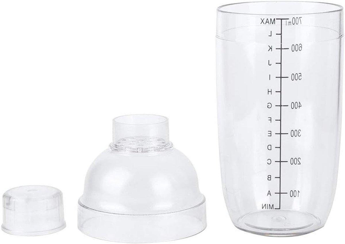 Cocktail Shaker 700ml met Schaal en Plastic Bekers voor Thuisbar en Gezellige Avonden