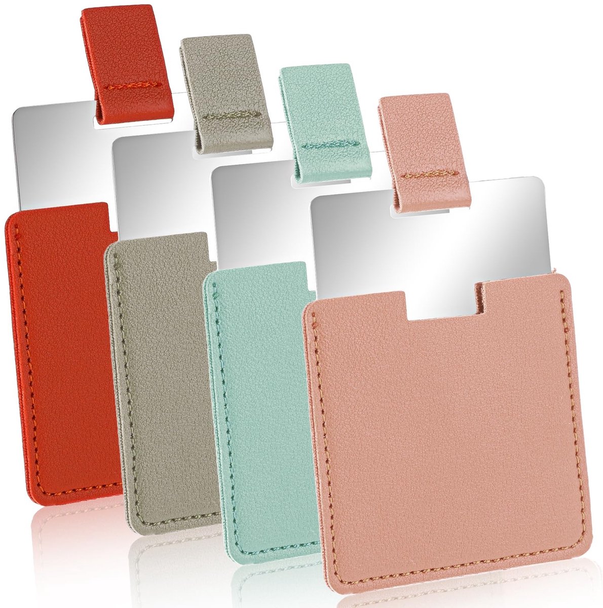 aladdien - Reisspiegel - Make-upspiegel - Ultradun en duurzaam - 6,5 x 7 cm - Gepolijst metaal - Perfect voor onderweg - Set van 4