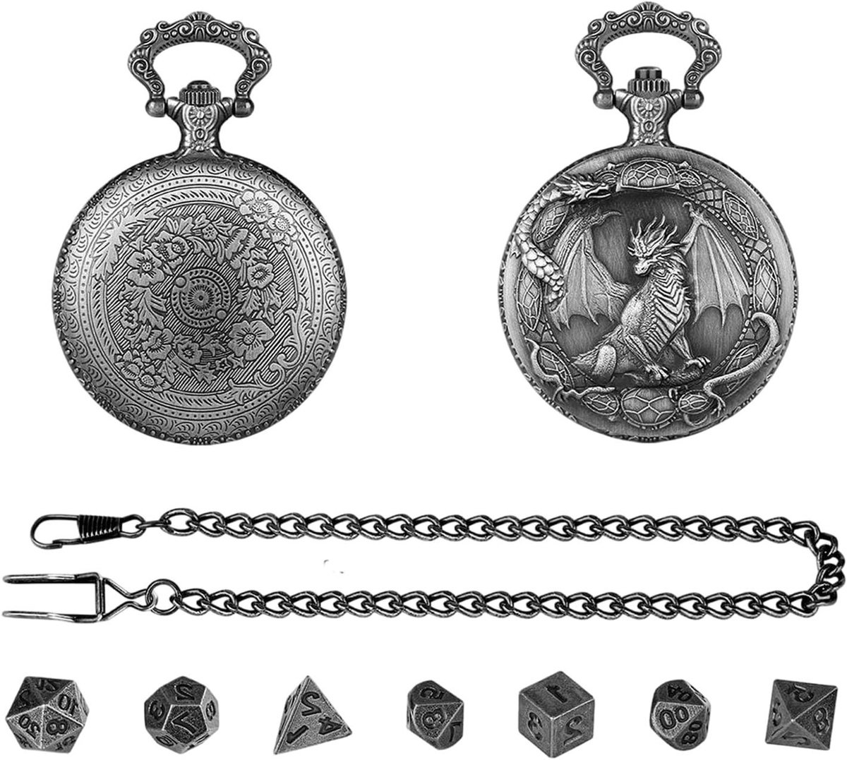 Veelzijdige dobbelstenen set - Metalen dobbelstenen RPG dobbelstenen - Bordspellen spelen - Geometrisch precisie ontwerp - 60 gram - Zilver