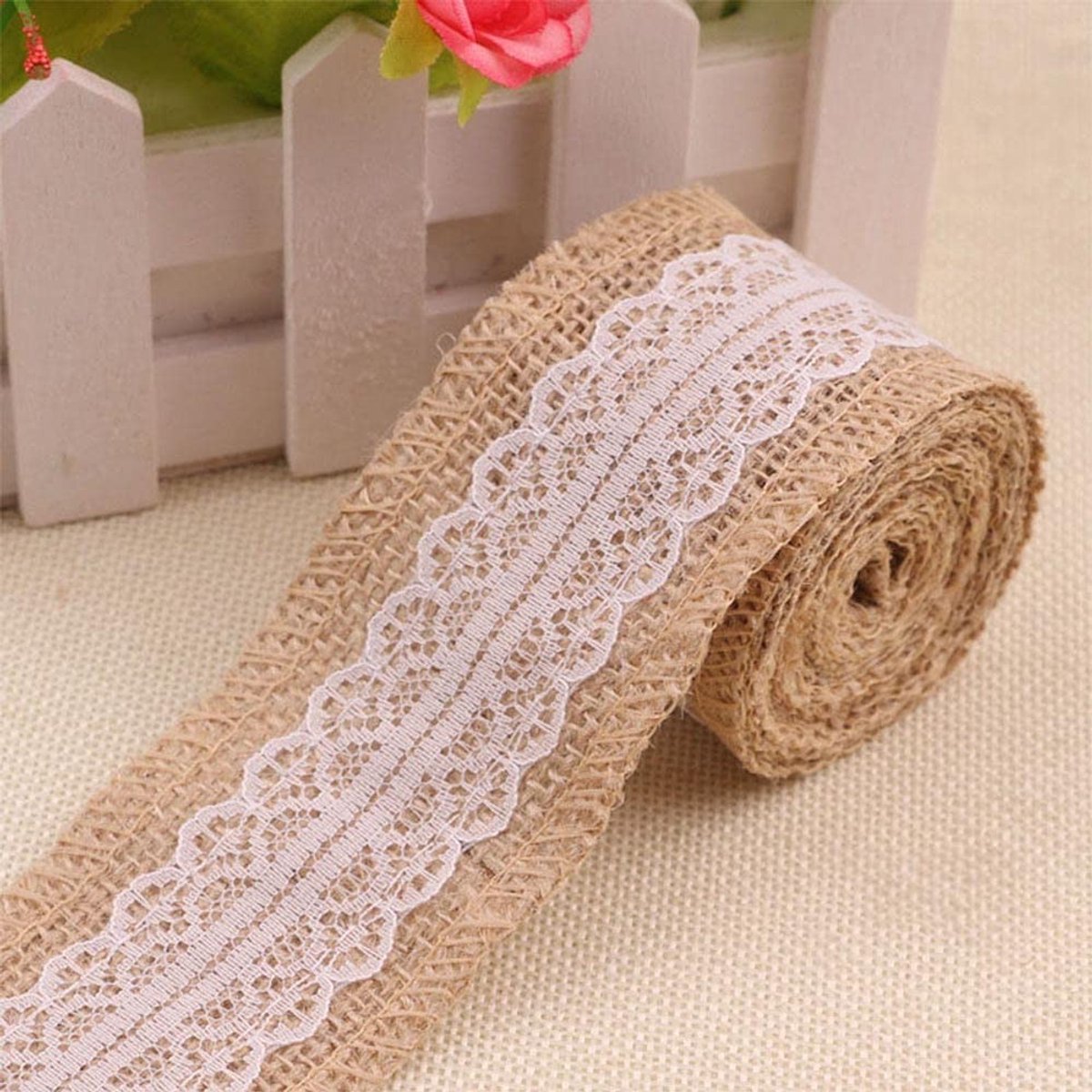 ONF3 - Jute Lint - Natuurlijke Versiering - 2 Meter - Rustieke Decoratie - Creatieve Projecten - Geschikt voor Bruiloften - Kant