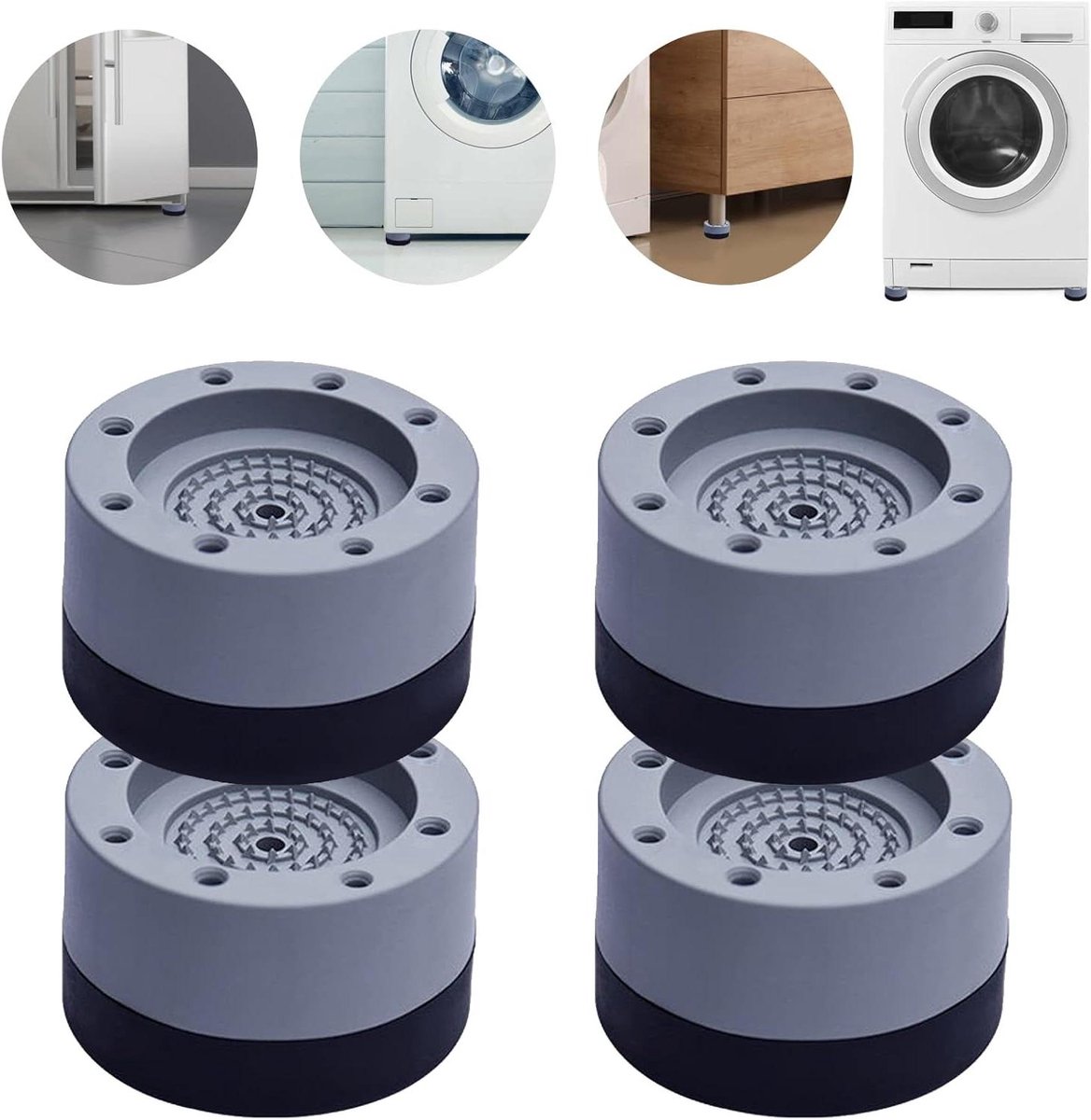 Anti-vibratievoeten - Wasmachine onderlegger - Apparaten Stabiliseren - Eenvoudige Installatie - 4 stuks - Zwart