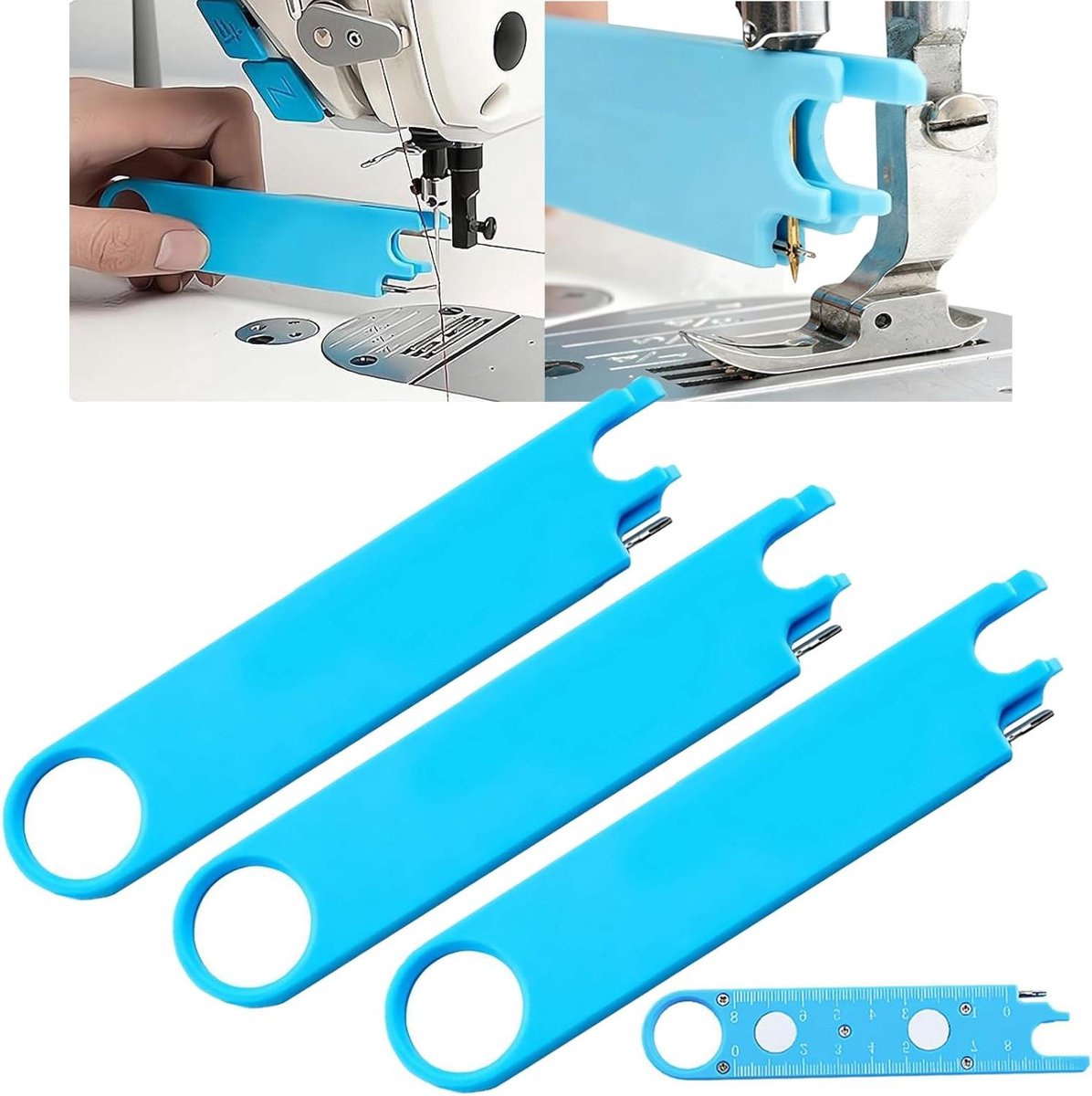 Naald Inrijger - Naaigerei Hulpstuk - Naaimachine Gebruik - Vergrootglas & Liniaal - 13.2 cm - Wit