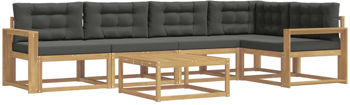 vidaXL Buiten - bank - set - 6 - st - 5-zits - Wit - en - antracietkleurig - Polyester Wit en antracietkleurig