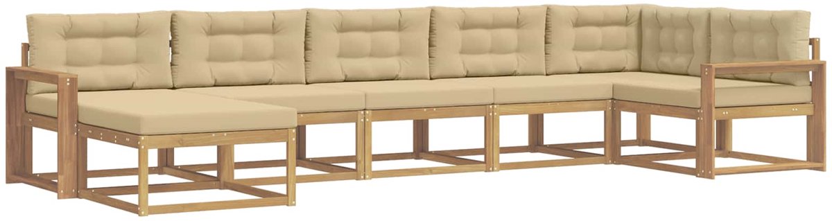 vidaXL Buiten - bank - set - 7 - st - 7-zits - Wit - en - Beige Wit en Beige
