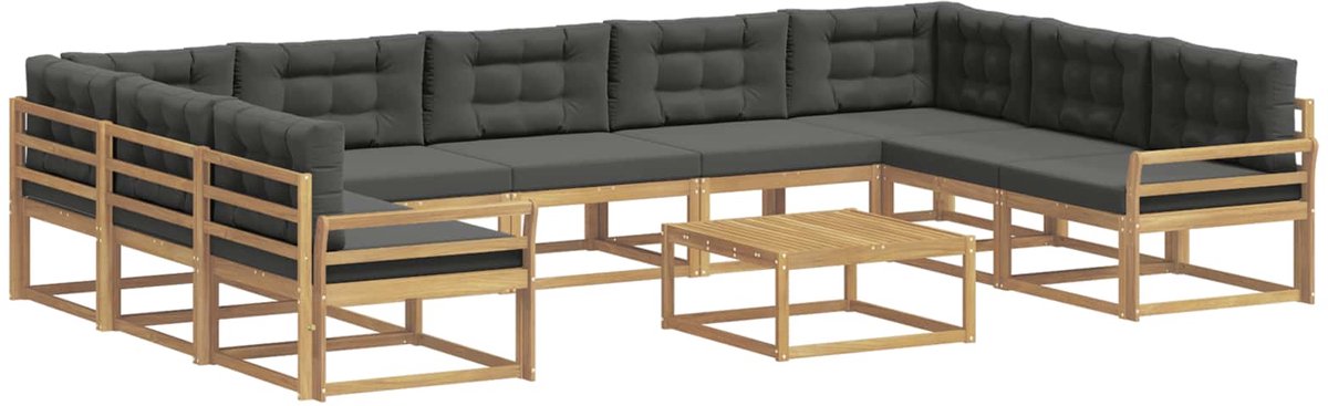vidaXL Buiten - bank - set - 10 - st - 9-zits - Wit - en - antracietkleurig Wit en antracietkleurig