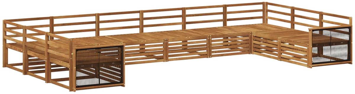 vidaXL Buiten - bank - set - 10 - st - 10-zits - Naturel - Massief - Acacia - Hout