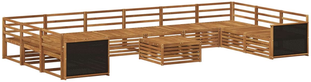 vidaXL Buiten - bank - set - 11 - st - 10-zits - Naturel - Massief - Acacia - Hout