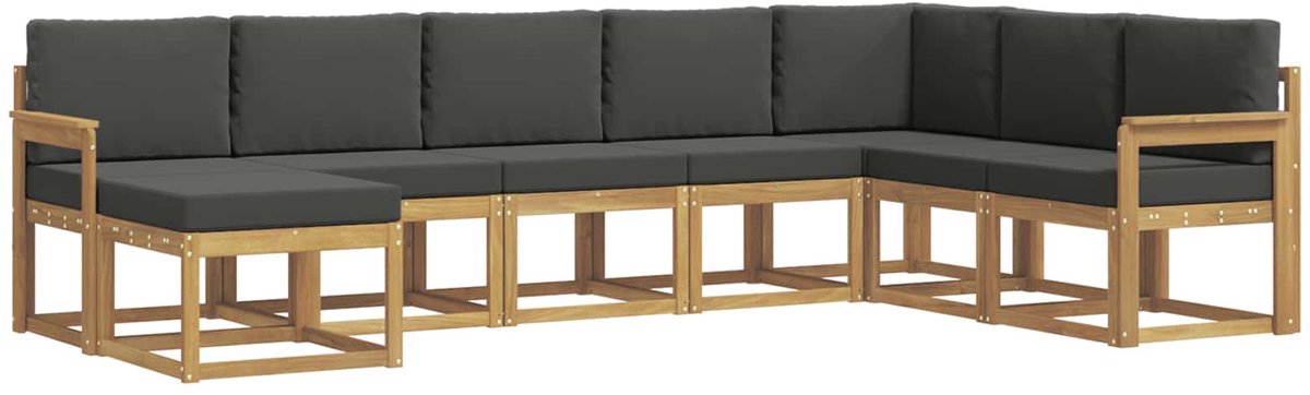 vidaXL Buiten - bank - set - 8 - st - 8-zits - Wit - en - antracietkleurig Wit en antracietkleurig