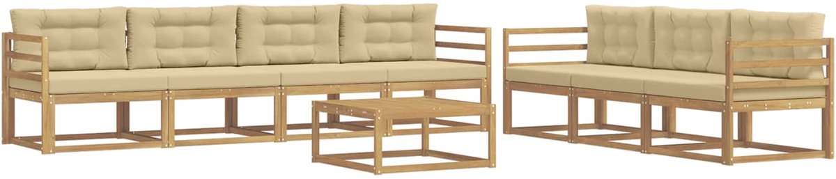 vidaXL Buiten - bank - set - 7 - st - 7-zits - Wit - en - Beige Wit en Beige