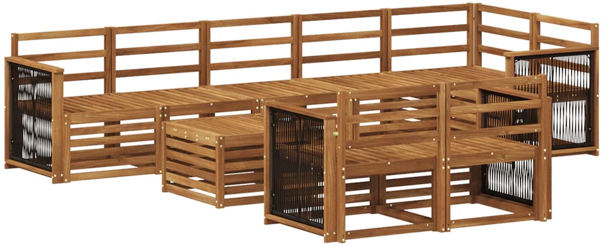vidaXL Buiten - bank - set - 8 - st - 8-zits - Naturel - Massief - Acacia - Hout
