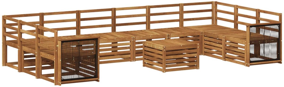 vidaXL Buiten - bank - set - 11 - st - 10-zits - Naturel - Massief - Acacia - Hout