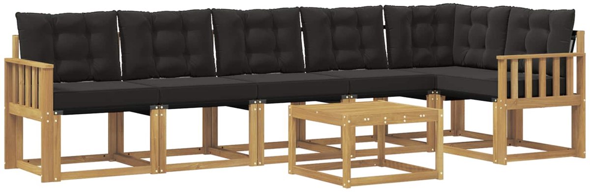 vidaXL Buiten - bank - set - 7 - st - 6-zits - Wit - en - zwart Wit en zwart