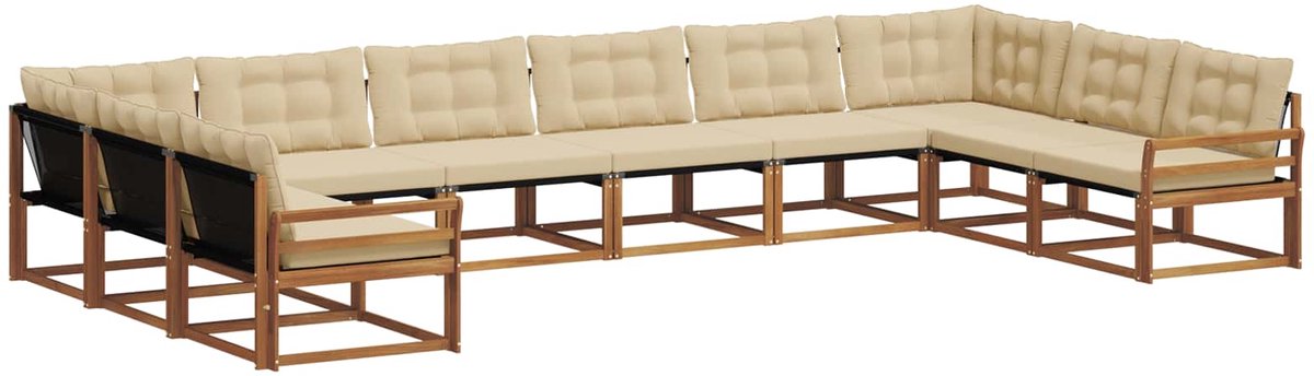 vidaXL Buiten - bank - set - 10 - st - 10-zits - Natuurlijk - en - Beige Natuurlijk en Beige