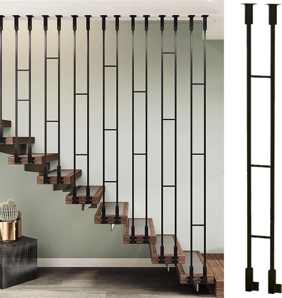Binnentrapbalustrade - Leuningpaal Trapleuning - Veiligheid Verbeteren - IJzeren Constructie - 218 cm - Roestvrij staal
