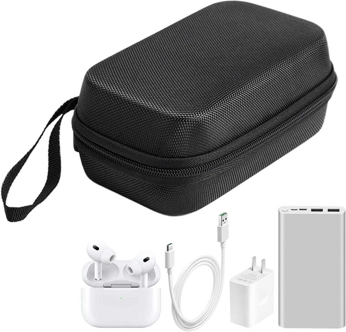 Reiskabel Organizer - Opberg etui - Gadget Beheer - Harde Bescherming - 16x10x6cm - Zwart