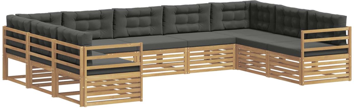 vidaXL Buiten - bank - set - 9 - st - 9-zits - Wit - en - antracietkleurig Wit en antracietkleurig