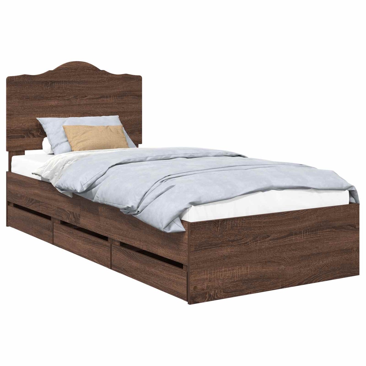 vidaXL Bedframe - met - lade - Bruine - eik - 100 - x - 200 - cm - Ingenieurshout Bruine eik