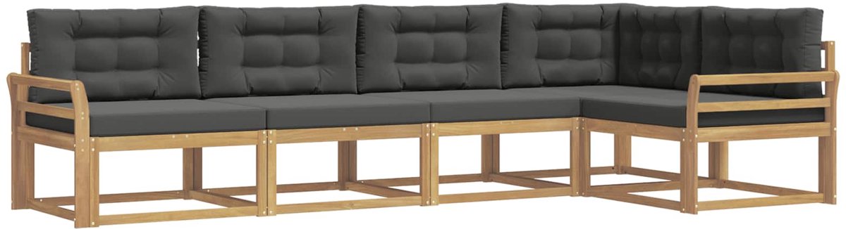 vidaXL Buiten - bank - set - 5 - st - 5-zits - Wit - en - antracietkleurig Wit en antracietkleurig