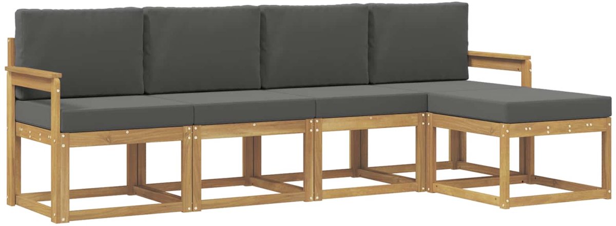 vidaXL Buiten - bank - set - 5 - st - 5-zits - Wit - en - antracietkleurig Wit en antracietkleurig