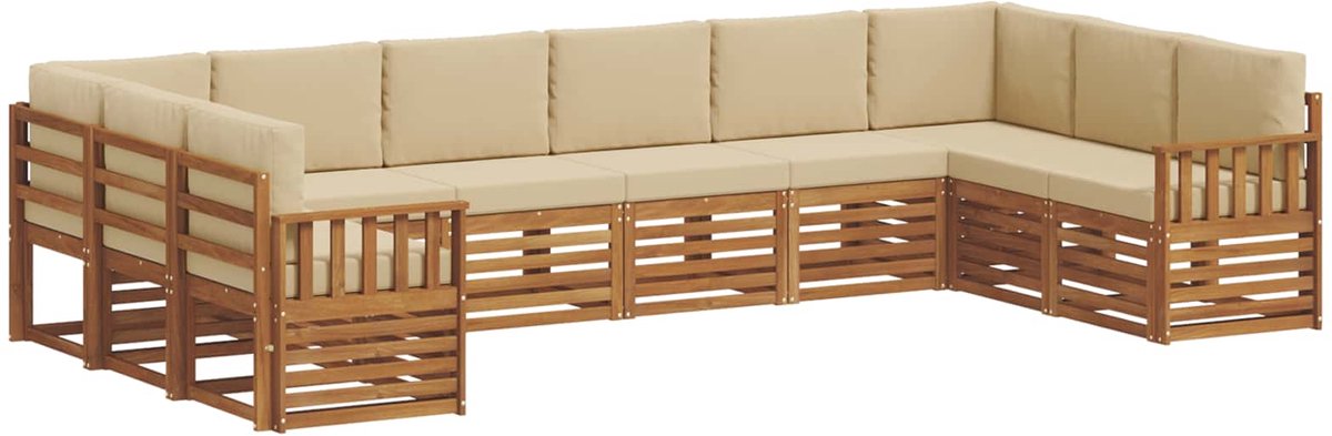 vidaXL Buiten - bank - set - 10 - st - Natuurlijk - en - Beige Natuurlijk en Beige