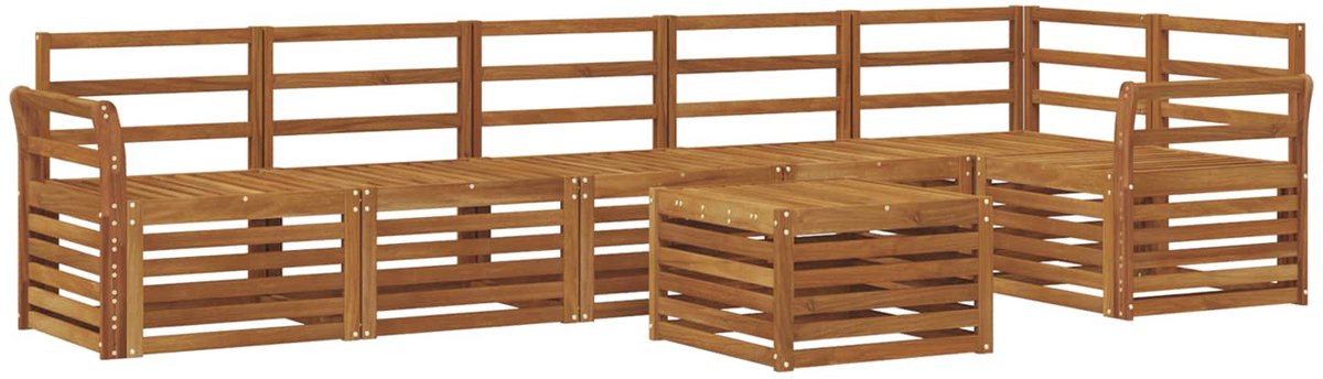 vidaXL Buiten - bank - set - 7 - st - 6-zits - Naturel - Massief - Acacia - Hout