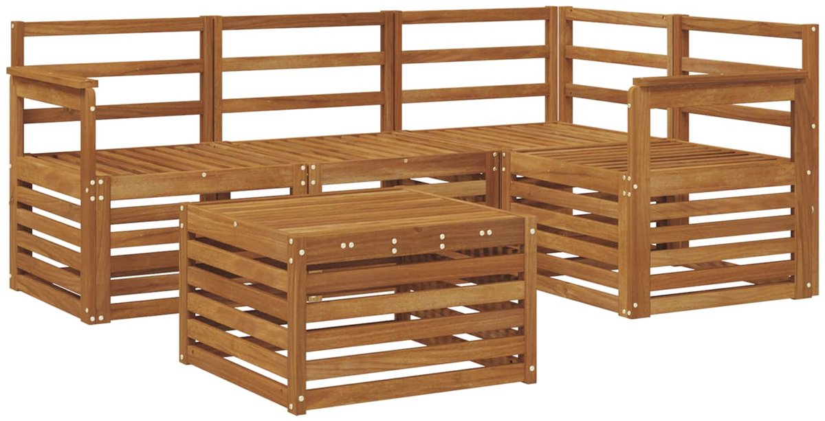 vidaXL Buiten - bank - set - 5 - st - 4-zits - Naturel - Massief - Acacia - Hout