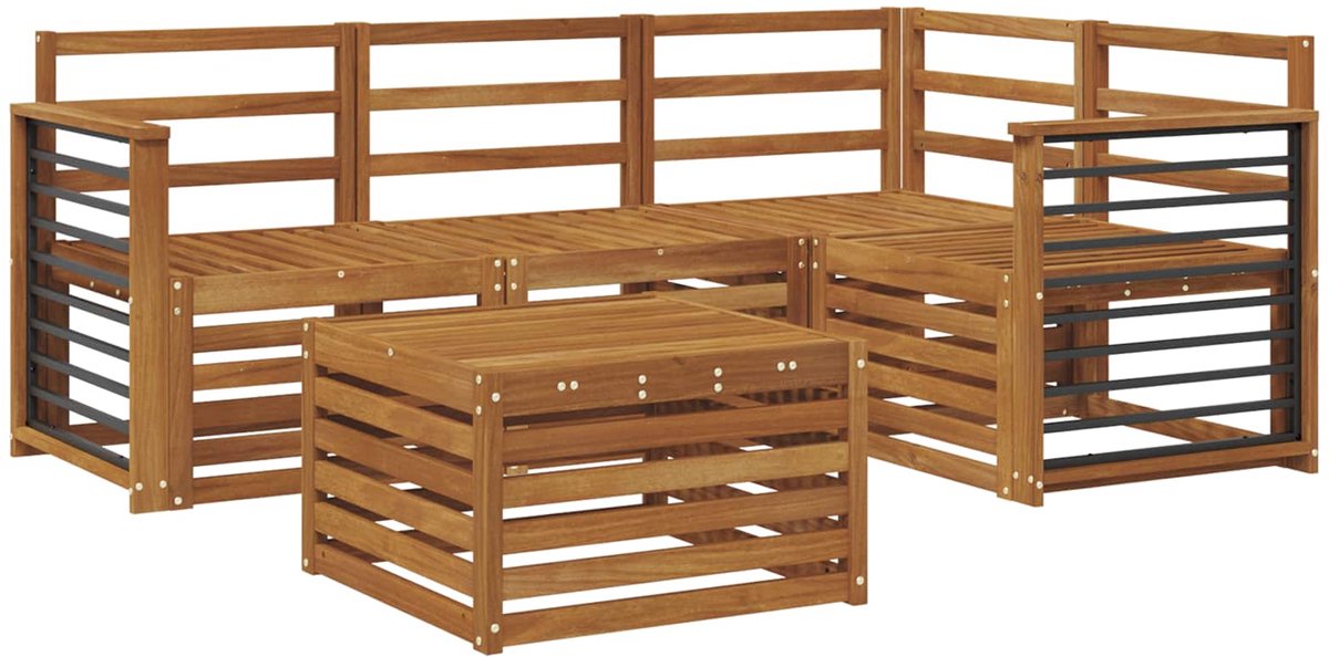 vidaXL Buiten - bank - set - 5 - st - 4-zits - Naturel - Massief - Acacia - Hout