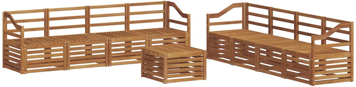vidaXL Buiten - bank - set - 9 - st - 8-zits - Naturel - Massief - Acacia - Hout