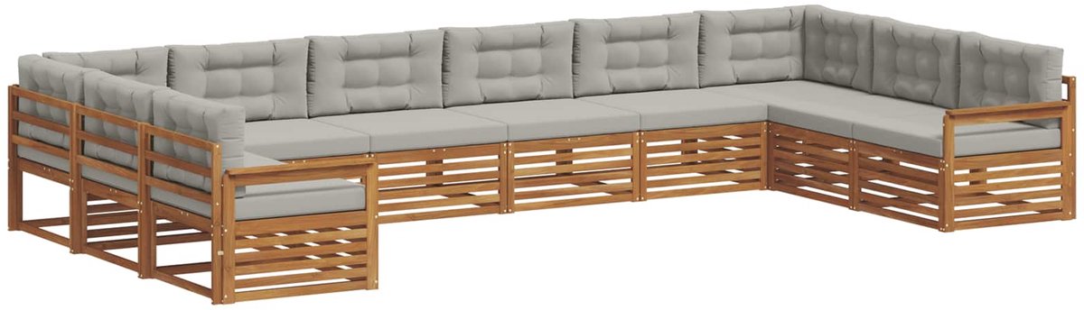 vidaXL Sofa-Sets - 10 - st - Natuurlijk - en - Licht - Grijs - 483 - x - 247,5 - x - 73 - cm Naturel en lichtgrijs