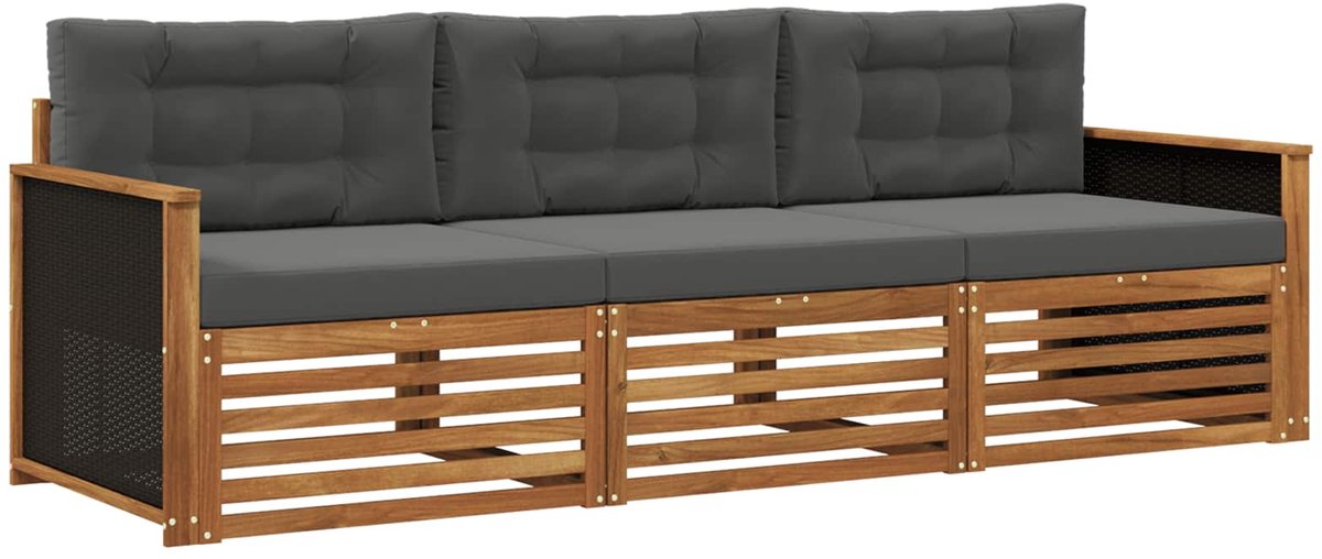 vidaXL Buiten - bank - set - 3 - st - Natuurlijk - en - Antraciet - Polyester Natuurlijk en antraciet